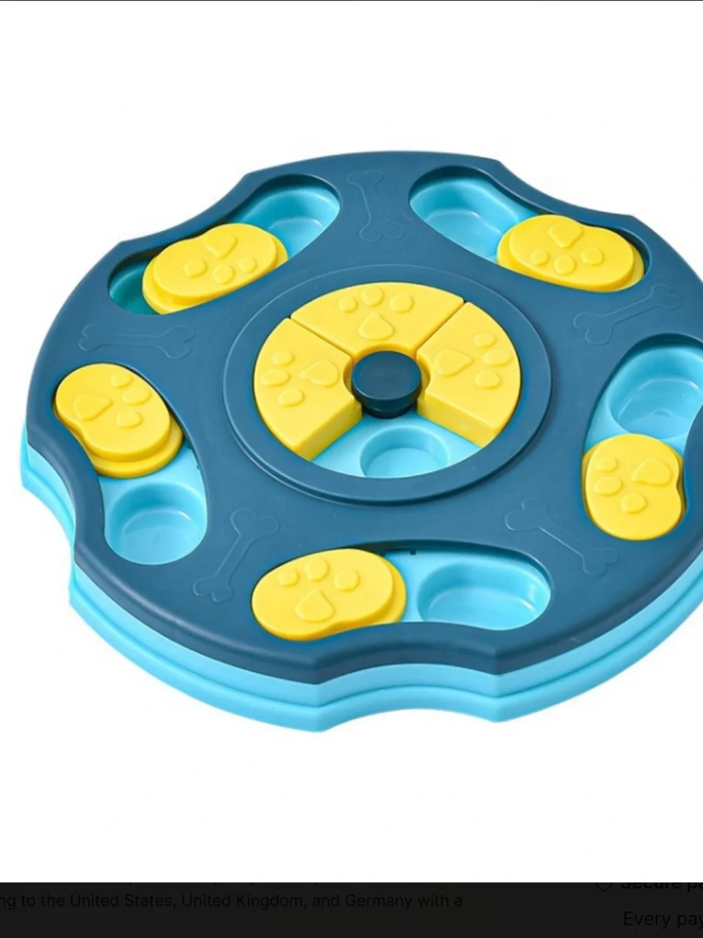 Interactive Slow Feeder Puzzle Bowl for Dogs - Blue & Yellow
